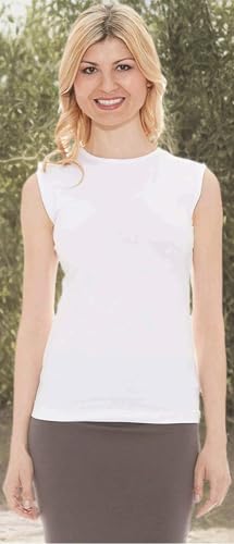 Image of ESTEEZ Women's Sleeveless Fitted Tank Top - Stretch Cotton Blend, Layering Essential