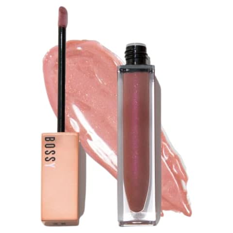 Bossy Cosmetics Vegan Lip Gloss for Soft Lips, Plumping Oil, Hydrating Non-Stick Lipgloss for Women, Provides Maximum Shine, Paraben and Cruelty Free (UNAPOLOGETIC - Pink Nude Color) Cover
