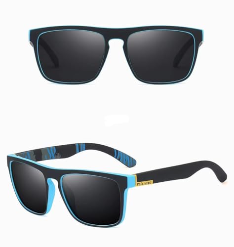 Image of POLARIZED UV400 Wayfarer Square Mirrored Sunglasses for Men Stylish | Rubber Coarted Frame | Metal Hinges | Casual & Sports UV Protected Anti Glare Branded Goggles for Man | Medium