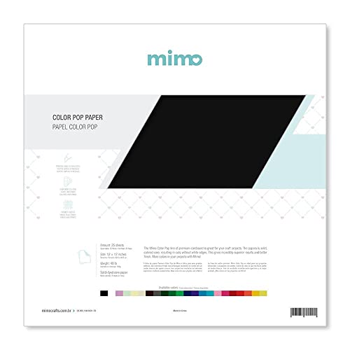 Mimo Papel Color Pop Preto Absoluto - 30,5 x 30,5 cm - 180 gr - 25 unds - Possui Massa Colorida - Fi