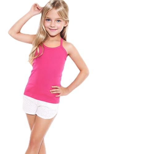 Lmdudan 2 Pcs Toddler Girls Spaghetti Strap Tank Top Racerback Crop Tanks Tops Summer Sleeveless Solid Sports Pullover 1-13Y