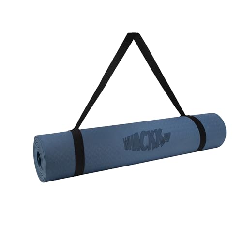 Image of Whackk TPE 6mm Alignment Yoga Mat |Navy Blue|TPE Non-Slip Yoga & Exercise Mat with Carry Strap|Non toxic Lightweight, Eco-Friendly I Yoga & Pilates Exercise Fitness