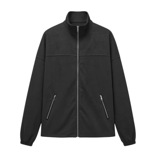 fartey Mens Jacket Lightweight Fleece Full Zip Sweatshirt Stand Collar Coat - image 7