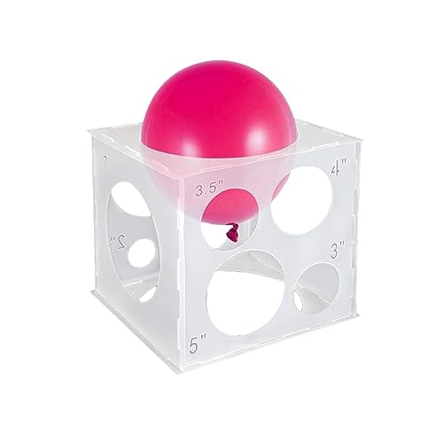 JEKUGOT Collapsible Plastic Balloon Sizer Box Cube, 11 Holes, Balloon Size Measurement Tool for Decorations Arches, Columns