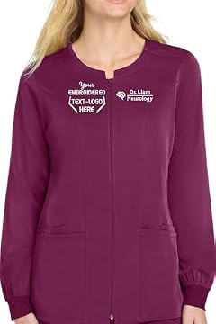 scrub jackets with embroidery