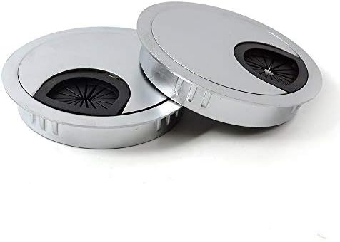 2 x 50mm Desk Table Grommet Cable Tidies PC Computer Stainless Steel Cable Hole Covers