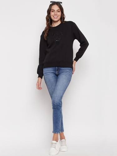 Image of Madame Women Solid Black Sweatshirt
