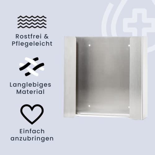 INOGS Wandhalterung für Handschuhe (für 2 Boxen) - Edelstahl Handschuhhalter - Handschuh Halterung für Einweghandschuhe - Handschuhspender für Einmalhandschuhe mit Montagezubehör
