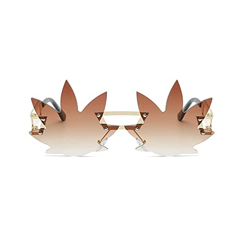 Image of Vintage Punk Sunglasses Men Women 2020 Fashion Colorful Rimless Leaf-shaped Sun Glasses