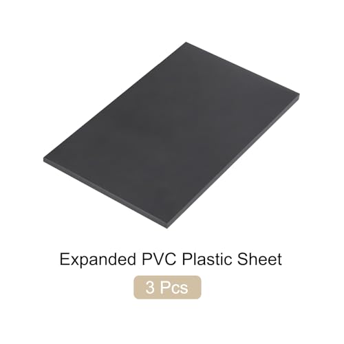 Image of Expanded PVC Plastic Sheet 5 /16 inch Thick, 6 inchx12 inch Lightweight Rigid Foam Sheet, [for Crafts Signage Displays Digital Screen Printing] - Black / 3 Pcs