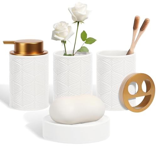 CMQHOMM Bathroom Accessory Ceramic Bathroom Accessories Set 4 Pcs Soap