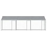 vidaXL Hundezwinger, Hundehütte mit Dach Türen, Hundekäfig mit Maschen-Design, Hundehaus Hühnerstall Drahtkäfig, Grau Verzinkter Stahl