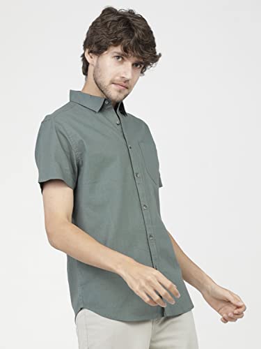 Image of Ketch Men's Cotton Slim Fit Solid Half Sleeve Shirt