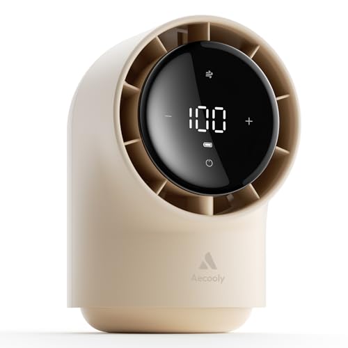Aecooly Touch Control Desk Chic 01 Lite Fan, 100 Speeds Quiet Digital Display Small Table Fan, 4000mAh Battery Powered Desktop Fan for Bedroom, Bedside, Office, Travel -Beige