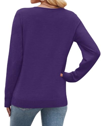 Image of WIHOLL Sweaters for Women V Neck Casual Knit Long Sleeve Tops Lightweight Pullover Clothes Fall Fashion Outfits 2026