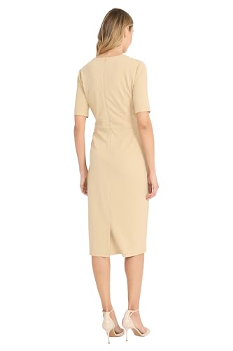 Image of Donna Morgan Women's Curved Waist Seam Crepe Workwear Dress Career Office Desk to Dinner Event Occasion Guest of