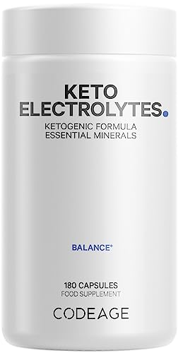 Keto Electrolytes Supplement – Vegan Electrolyte Tablets w Magnesium, Potassium, Calcium & Salt - Electrolyte Powder Salt Pills & Drink Hydration Supplements – Non-GMO, Keto Diet -180 Capsules