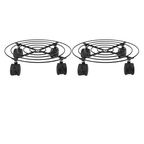 Gsycle 2PCS Plant Stand with Wheels, Rolling Plant Stand Iron and PVC Plant Dolly Plant Cart Plants Pot Base with Lockable Wheels for Plant
