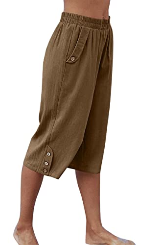 Image of Veatzaer Women's Elastic Waist 3 /4 Capri Harem Pants with Pockets Casual Loose Solid Yoga Trousers S-XXL