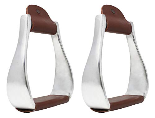 Pro Rider Horse Saddle Aluminum Western Stirrups Leather Tread Tack Adult Brown 51144
