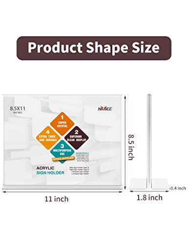 Image of NIUBEE Acrylic Sign Holder 8.5 x 11 Horizontal T-Shape Flyer Stand 6 Pack