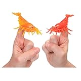 Archie McPhee Vinyl Shrimp Finger Puppets - Set of 2 Colors