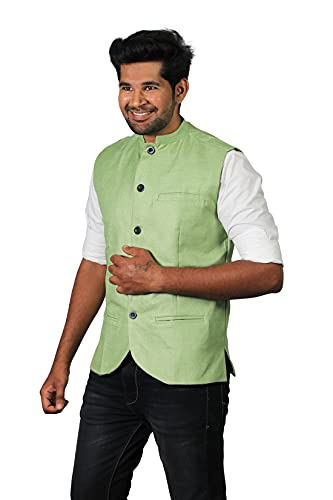 Image of PRAKASAM COTTON Men's Cotton Blend Nehru Jacket(Sleeveless wait coat)