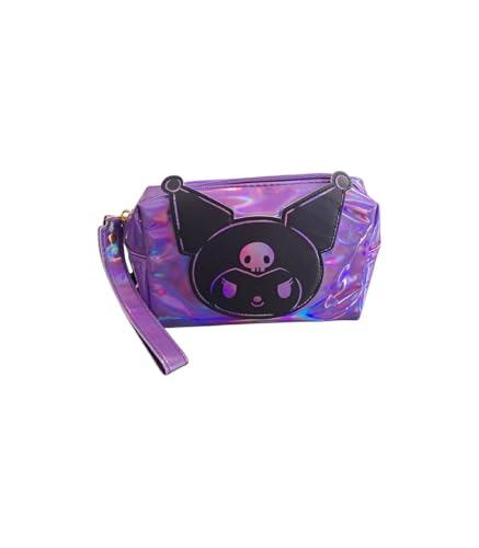 Neceser Infantil Holográfico Morado con Diseño de Cerdito, Estuche Portatodo con Asa y Cremallera, 17 x 10 x 9 cm