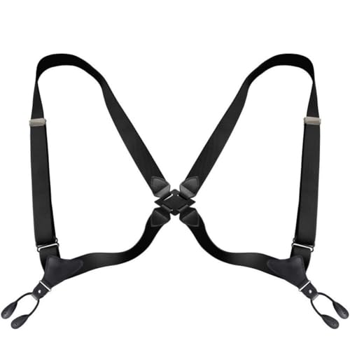 Image of LPLYAA Suspenders For Men X Back Adjustable 2 Metal Clips 1.38 Inch Wide Braces For Work (Color : Black)