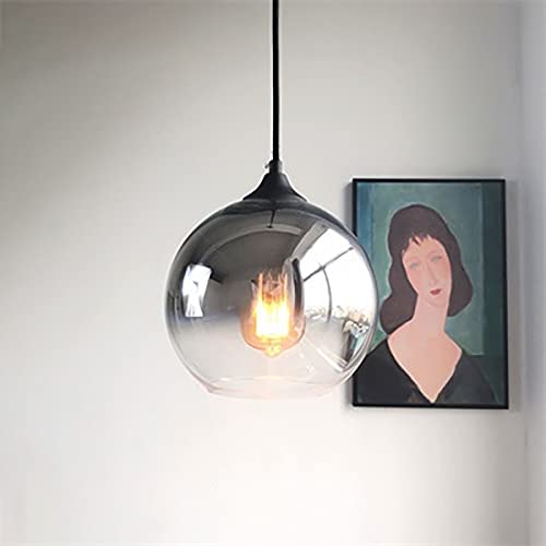 Lampara Colgante Cristal Ahumado Lámpara De Techo Colgante Vidrio E27 Portalámpara Lampara Colgante Isla Cocina Led Iluminación Interior Altura Regulable Cover