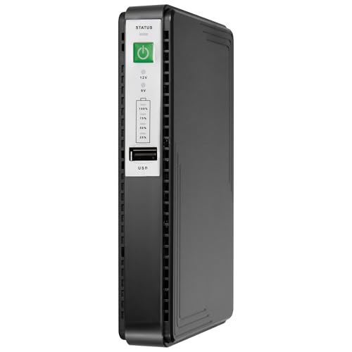 Image of Artis AR-MINIDC Mini UPS for WiFi Router /Modem /CCTV /Set top Box. 8800mAh Battery. Supports 9V /12V-1A /1.5A /2A Routers. USB Port Phone Charging.Battery Level Indicator. BIS Certified, Black.