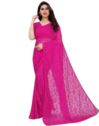 Florence Women's Rusal Net Saree Without Blouse