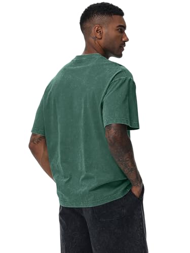 Image of Men's Oversized Cotton T-Shirts Loose Fit Vintage Washed Tee Unisex Short Sleeve Casual Shirts Tops