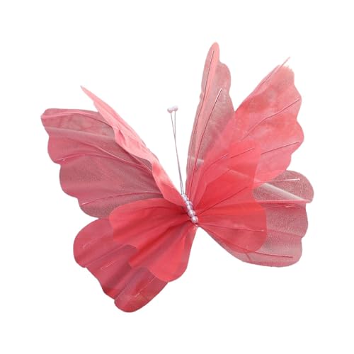 Papillon artificiel en gaze grand format décoration murale rouge