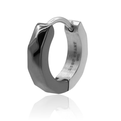 [ライオンハート] ピアス THE EDGEカッティングフープピアス サージカルステンレス (金属アレルギー対応) メンズ 片耳用 (ブラック&シルバー)