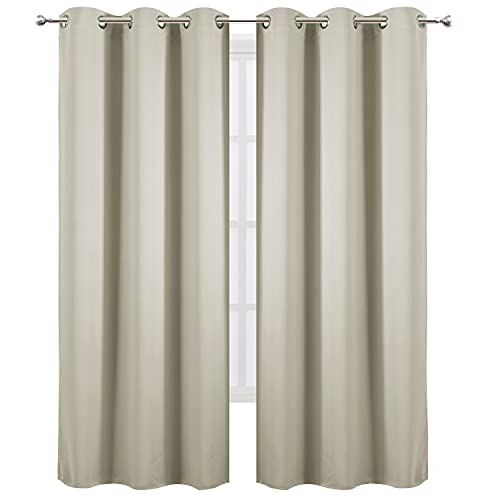 Image of LEMOMO Light Beige Thermal Blackout Curtains /42 x 95 Inch /Set of 2 Panels Room Darkening Curtains for Bedroom
