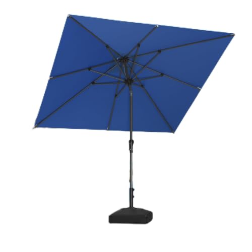 Image of PURPLE LEAF Patio Market Umbrella 8' x 8' Square Dual Tilt Sky Blue 8 Ribs