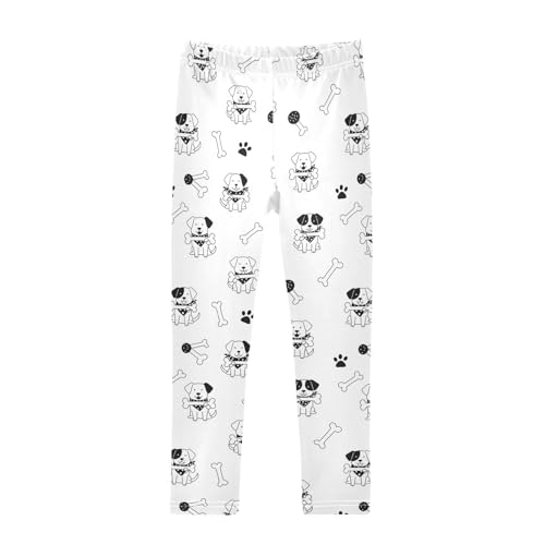 Girls Leggings Size 4T Dogs White Soft Stretchy Yoga Pants Tights Girl Clothes for Gymnastics Dance
