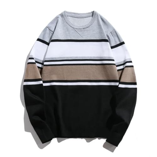 Men's Thin Color Block Knitted Sweater Slim Fit O-Neck Long Sleeve Fashion Base Layer Pullover Sweater3
