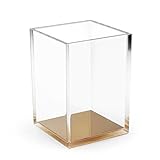 Acrylic Gold Pen Pencil Holder, Desktop Stationery Organizer,Office Desk Accessory (Gold)