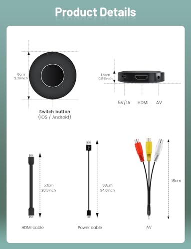 Adaptateur HDMI sans fil sans application pour projeter PC sur TV et écran