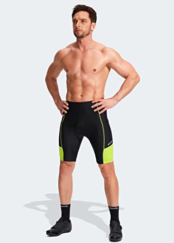 Bikewa Men's Bike Shorts 3D Padded Cycling Road Biking Mountain Riding Biker Bicycle UPF 50+ Cycle Shorts Zipper Pockets