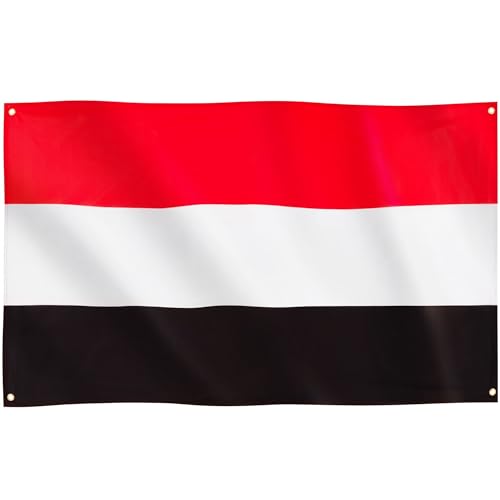 Runesol Drapeau du Yémen 91x152cm - Libération Arabe, National Yéménite, 4 Anneaux avec Œillet dans Chaque Coin - Premium pour Intérieur et Extérieur aux Couleurs Vives