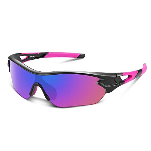 Polarized Sports Sunglasses for Men Women Youth Baseball Cycling Running Driving Fishing Golf Motorcycle TAC Glasses UV400 (Black Pink)