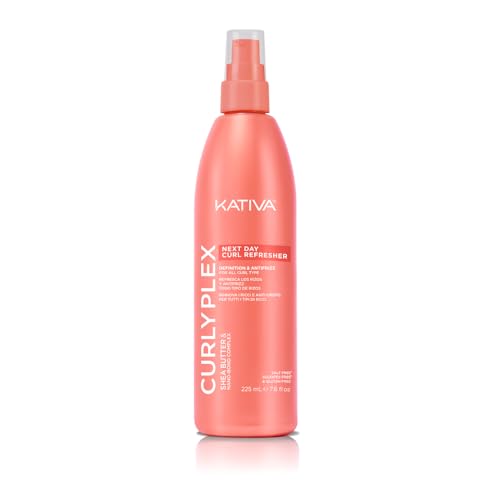 Kativa Curly Plex Next Day Curl Refreser 225 ml | Todo Tipo de Rizos | Antifrizz | Refresca los Rizos sin Apelmazar | Con Nano-Bond Complex, Shea Butther y Semillas de Lino