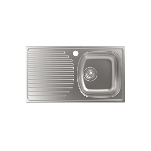 Cata Fregadero CDS-1 EI Sobre Encimera con Cubeta Cuadrada Escurridor Instalación Mueble 45 cm Base con Fondo Absorbente Accesorios Incluidos Acabado Acero Inoxidable