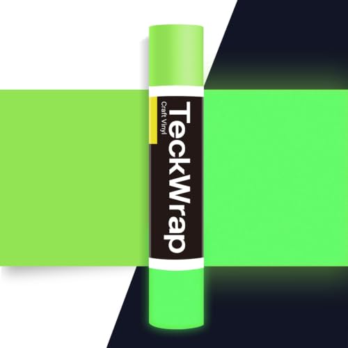 TECKWRAP Glow in Dark Matte Adhesive Craft Vinyl for Craft Cutter,Sign Plotter 1ft x 5ft, Neon Lime Green
