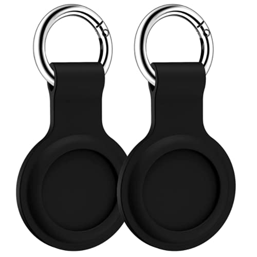 Airtag Keychain Case Accessories Tracker Finder, 2 Pack Black Silicone Protective Cover Compatible with AirTag 2021