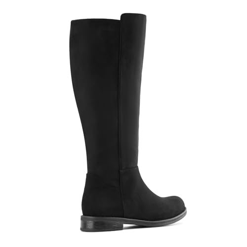 Shoe'N Tale Wide Calf Knee High Boots for Women Flat Low Heel Width Stretchy Round Toe with Side Zipper Fall and Winter Fashion Comfortable3