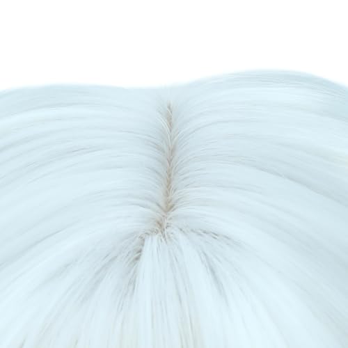 Image of PATTNIUM Girls White Ombre Blue Short Wavy Curly Wig with Bangs Kids Ombre Blue Bob Wigs Synthetic Halloween Costume Cosplay Party Wigs